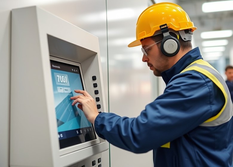 Field service team working on a self-service terminal