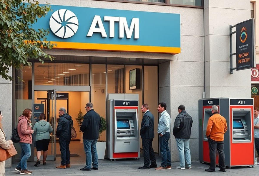 ATM in service at a bank branch